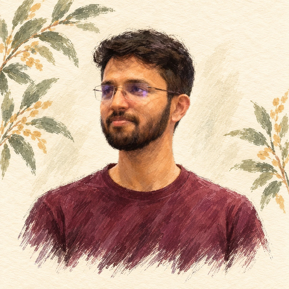 Illustrated portrait of Neeraj Bhatt